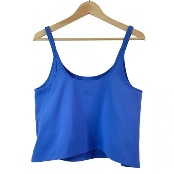 Girlfriend Collective Blue Gemma Scoop Tank Top with Built-In Bra Plus Size XXL - Picture 14 of 15